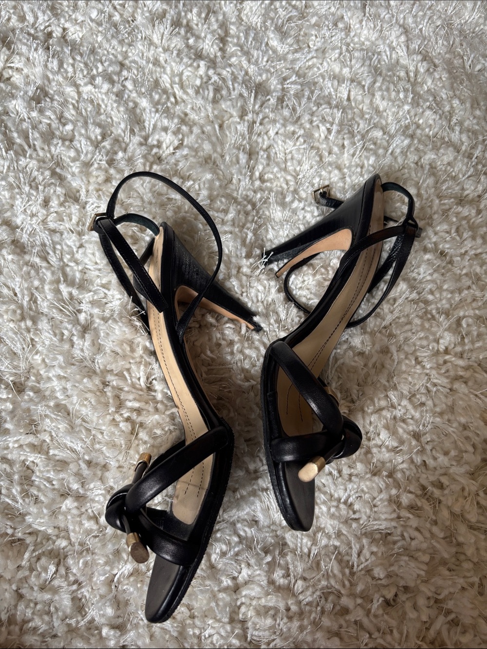 kate spade Black Knotted Ankle-Strap Heels with Gold Accents - Picture 3 of 5